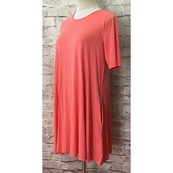 Agnes & Dora Coral Orange SWING TUNIC w/ Pockets Modal Stretch Womens Size S NEW - Picture 2 of 3